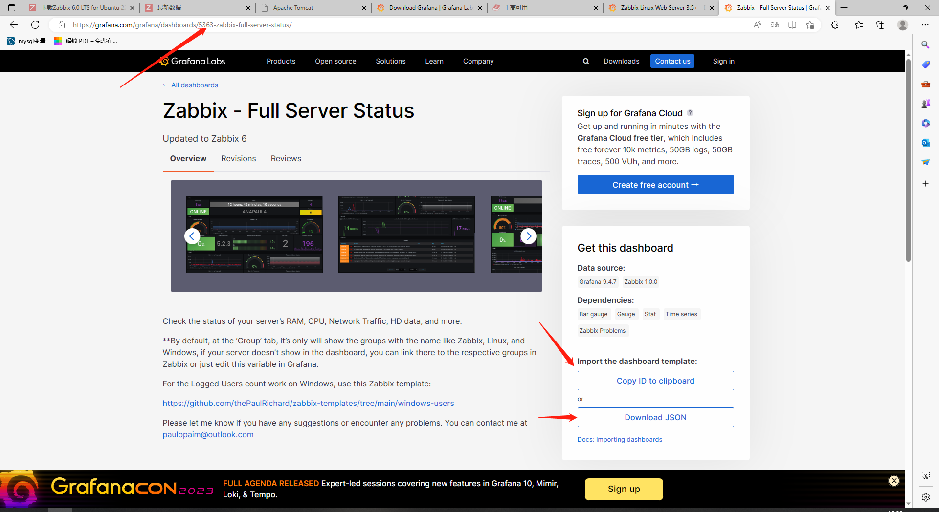 download zabbix dashboard